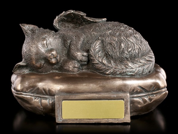 Animal Urn - Cat Angel with Gravure Plate
