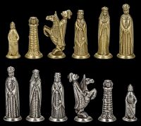Mittelalter Schachfiguren aus Metall - klein