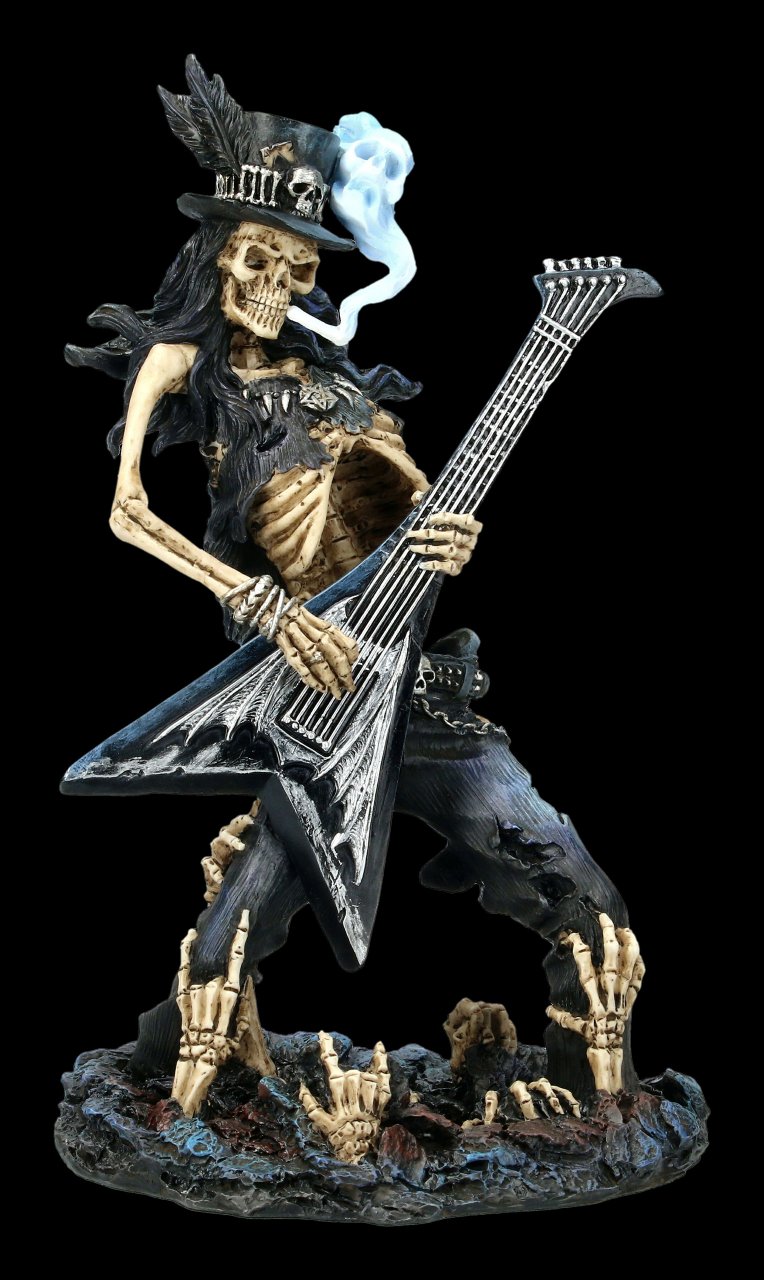 Skeleton Figurine Rocker with Guitar - Play Dead