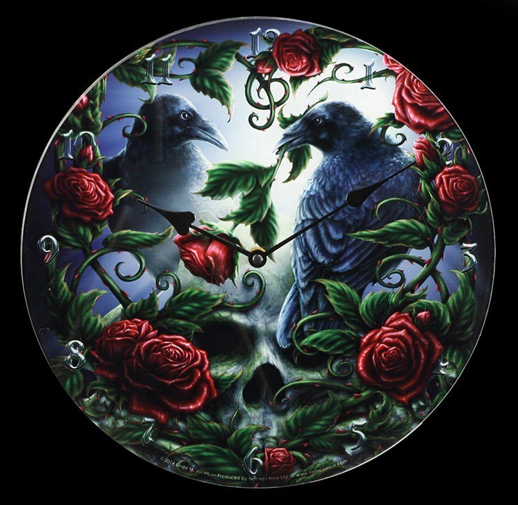 Glass Clock with Raven - Sorrow Of The Lost