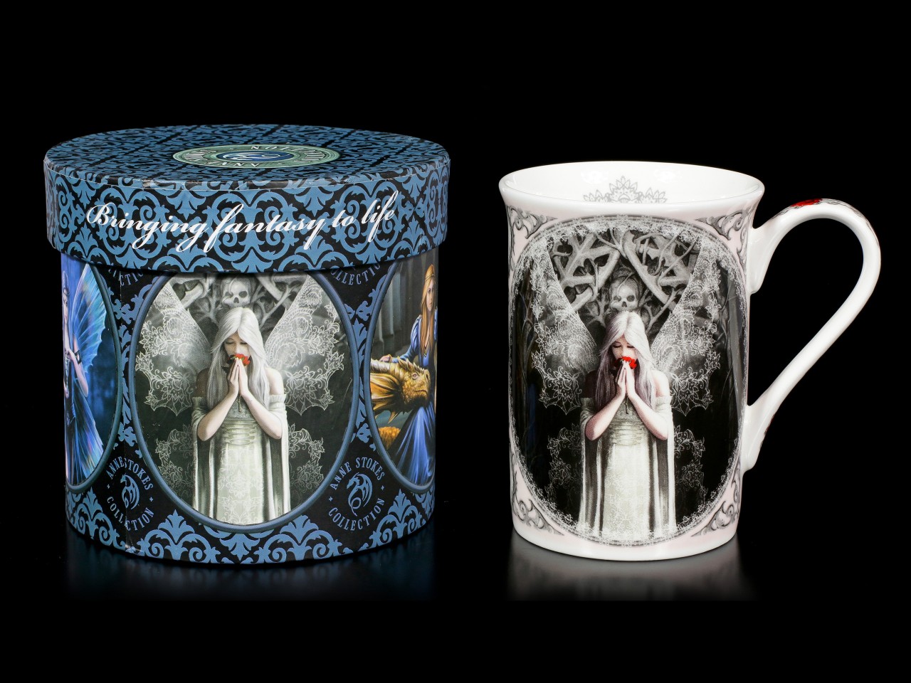 Porcelain Mug with Gothic Angel - Only Love Remains