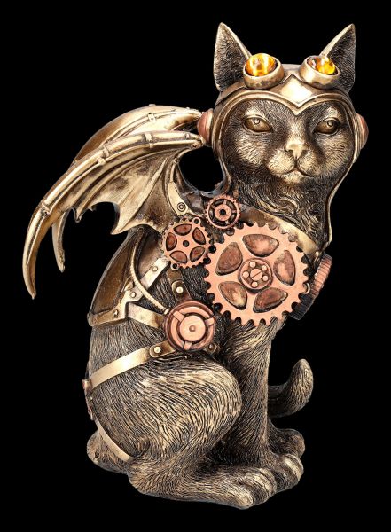 Steampunk Katzenfigur Cogsmiths CatDekofigur Tierfigur Fantasy H 18,5 cm 