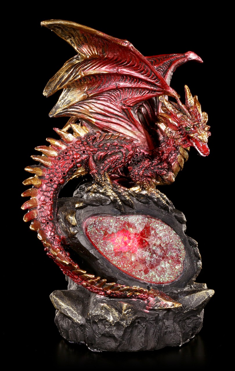 Dragon Figurine on Rock with LED Lighting