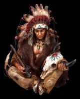 Indianer Figur - Häuptling mit Friedenspfeife groß