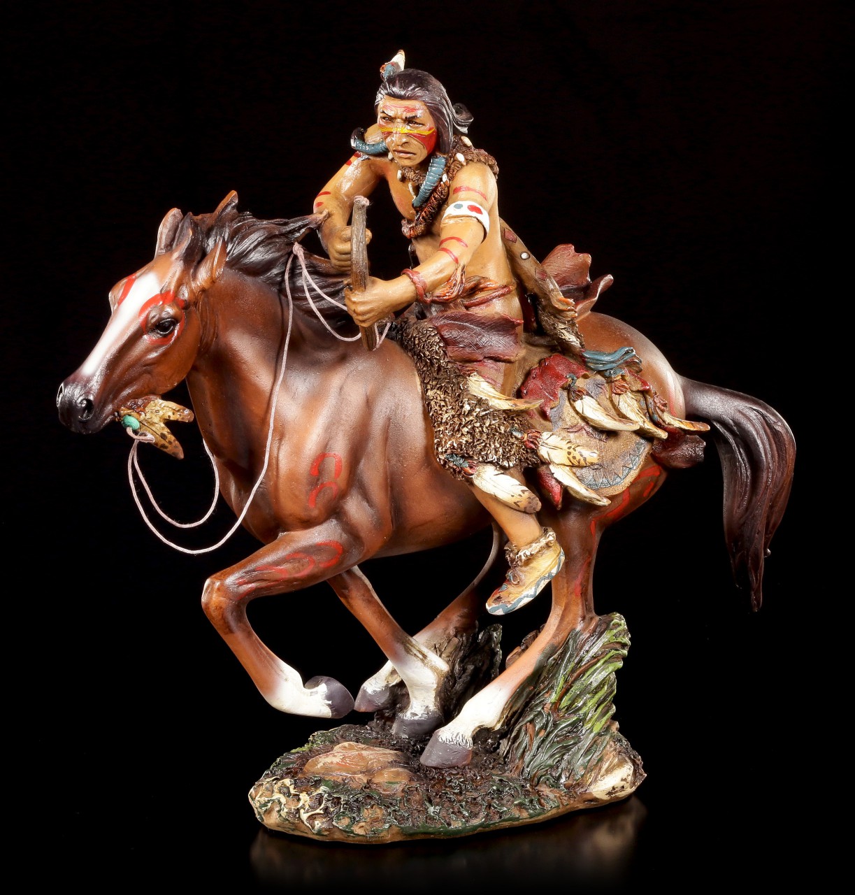 Indianer Figur - Krieger auf Pferd