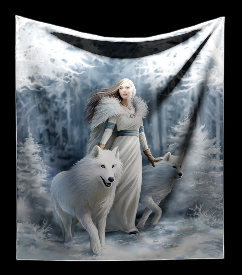 Kuschelige Decke mit Wolf - Winter Guardian