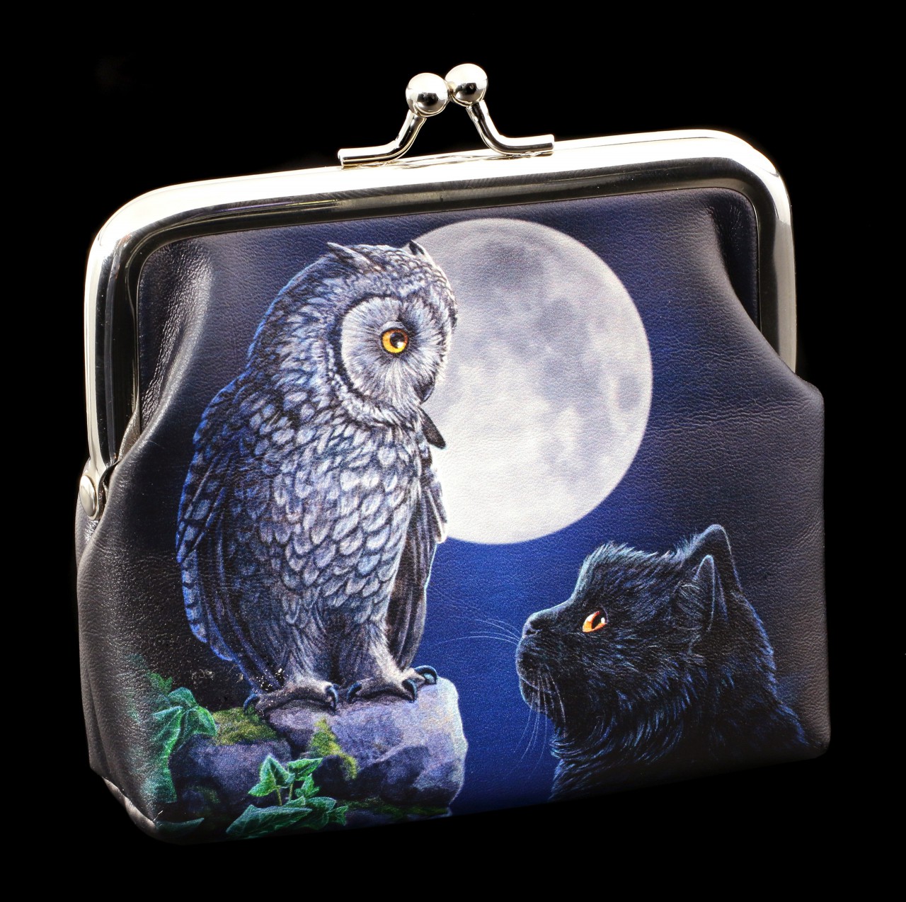 Coin Purse with Cat and Owl - Purrfect Wisdom