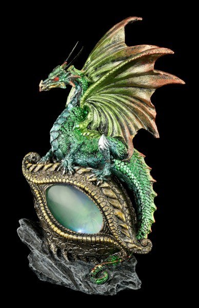 Drachen Figur mit LED - Auge des Drachen - Grün