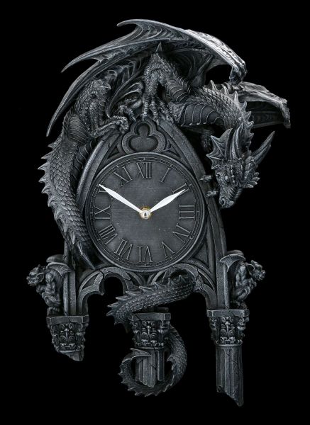 Wanduhr - Drache mit Gargoyles - Dragon's Hour