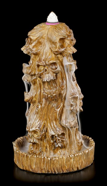 Backflow Incense Cone Holder - Skulls in Wooden Look
