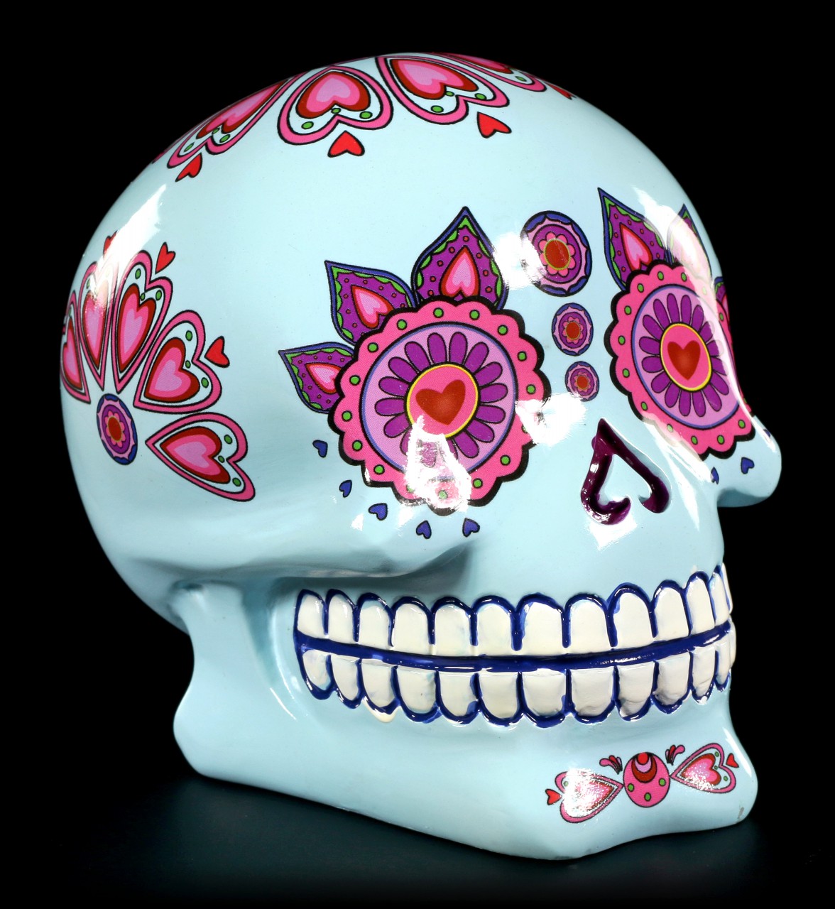 Money Bank - Mexican Day of the Dead Skull - Blue Candy