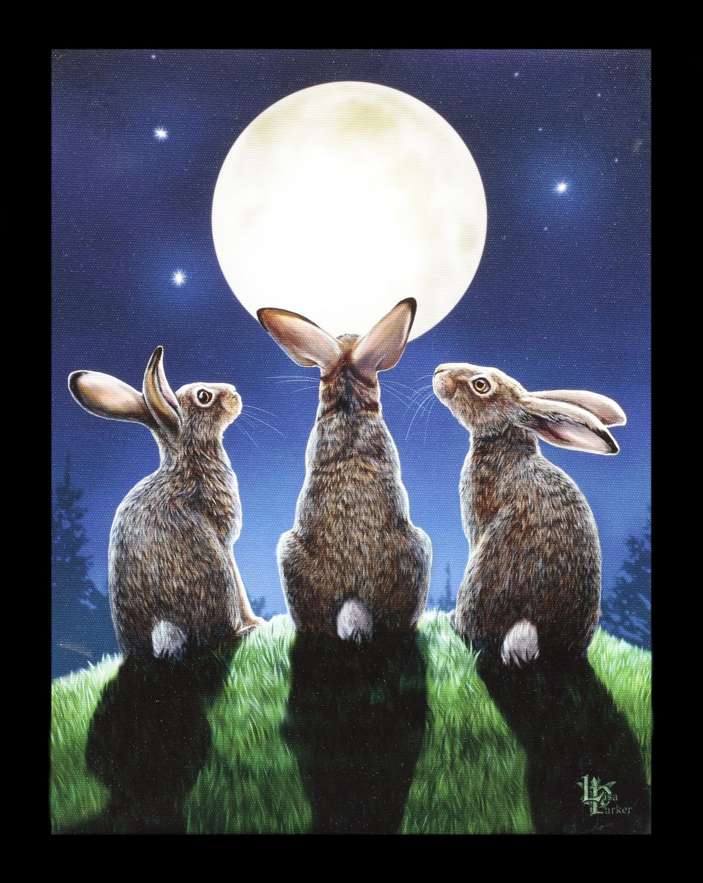 Small Canvas with Hares - Moon Shadows