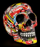 Bunter Totenkopf mit Markenwerbung - Pop Art