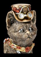 Katzen Figur - Steampunk Kitty mit Zylinder