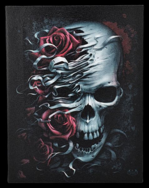 Kleine Leinwand Totenkopf - Skull n Roses