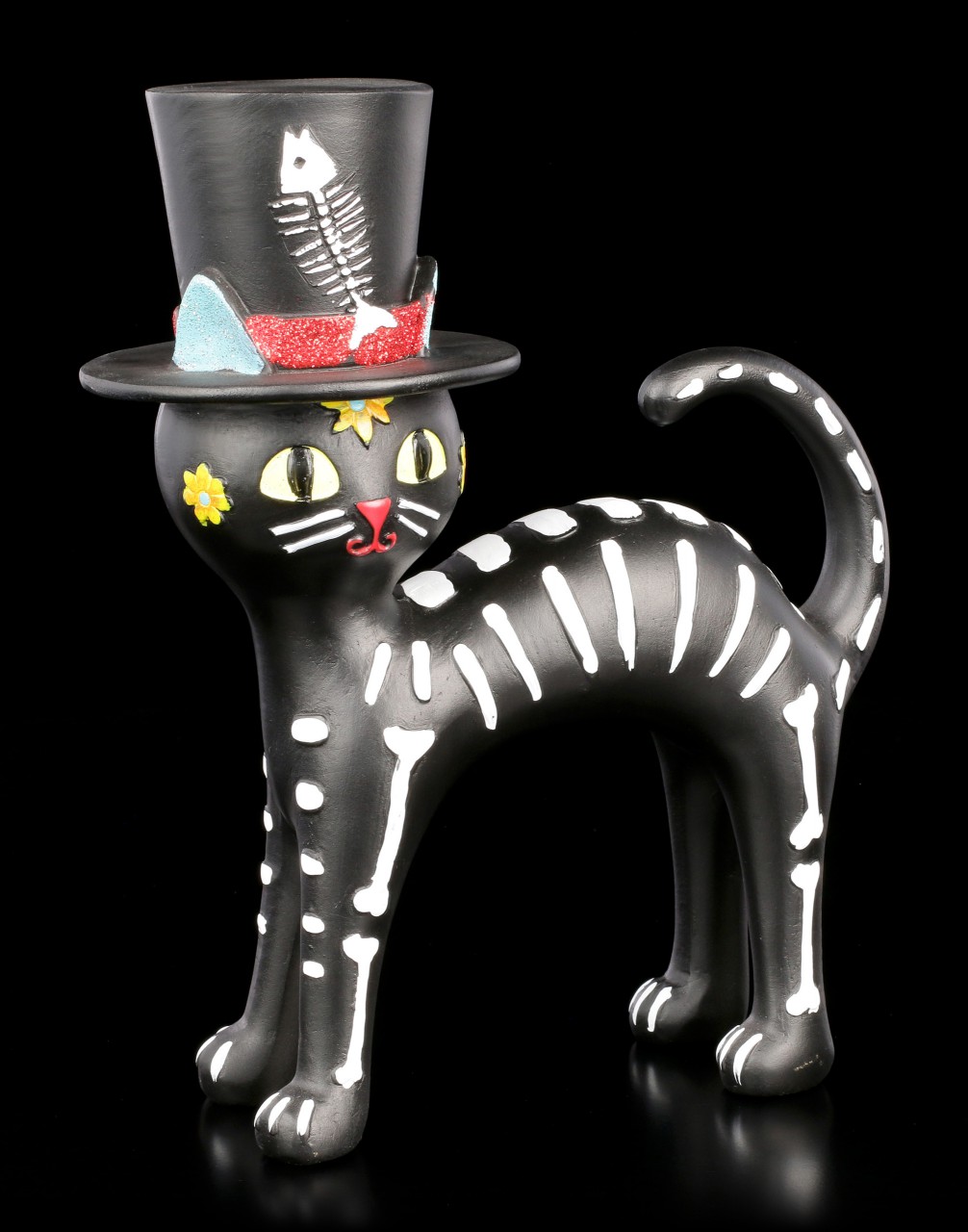 Schwarze Katzen Figur mit Zylinder