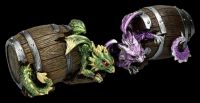Dragon Figurines Lie in Barrel Set of 2