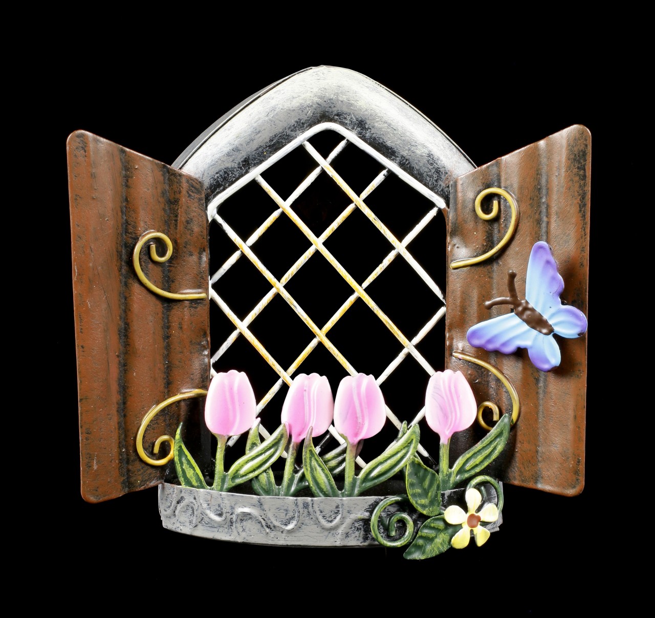Metal Fairy Window Wall Plaque - Tulip View
