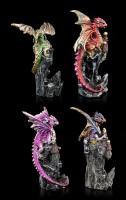 Small Dragon Figurines on Castle - Set of 4