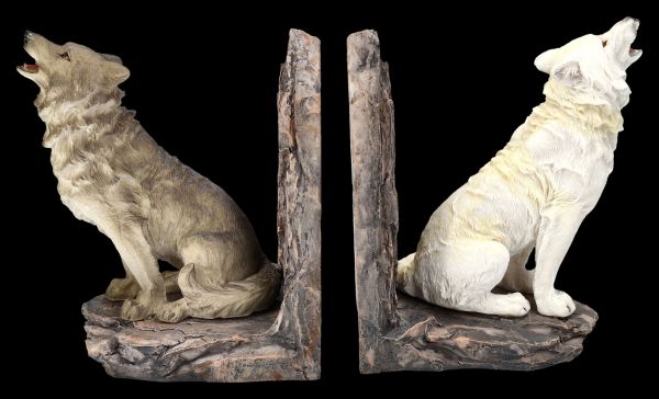 Bookends - White and Grey Wolf