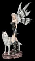 Elfenfigur - Elleth mit weißem Wolf