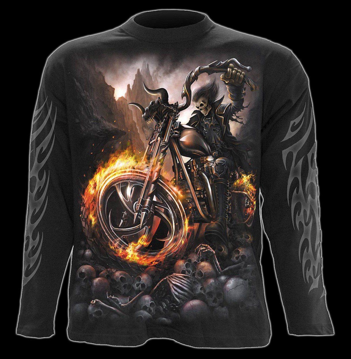 Langarmshirt - Skelett Motorrad - Wheels of Fire