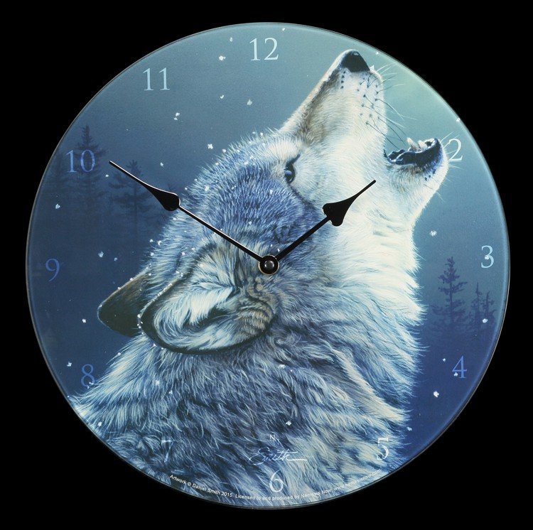Glas Wanduhr mit Wolf - Ascending Song