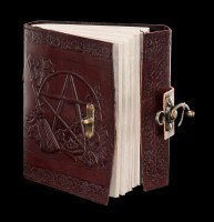 Leder Notizbuch mit Schloss - Pentagramm