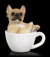 Hunde Figur mini - Französische Bulldogge Welpe in Tasse