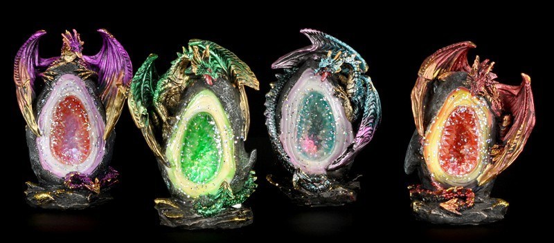 Dragon Figurines LED - Geode Keepers - Set of 4