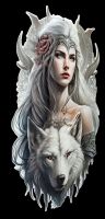Blechschild - Magische Kriegerin mit Wolf