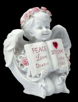 Engel Figur - Putte mit Buch und Herz