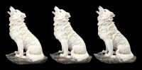 Wolf Figuren - Sitzend heulend weiß 3er Set