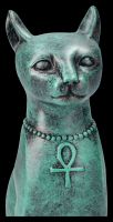 Bastet Figur - Ägyptische Katze in Bronze-Grünspan-Optik