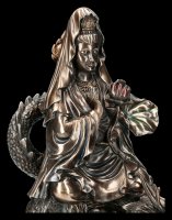 Chinesische Götter Figur Buddha Bodhisattva Kwan Yin reitend auf Drachen