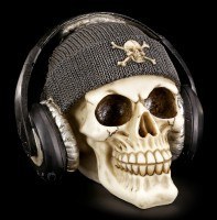 Totenkopf mit Kopfhörern - Dead Beat - Grau