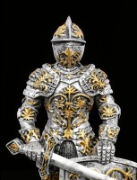 Knight Figurine with Sword and Lily Shield