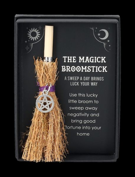 Mini Witch's Broom with Pentagram