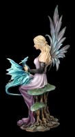 Fairy Figurine purple on World Tree with Dragon