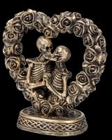 Skeleton Figurine - Lovers in Rose Heart bronze colored
