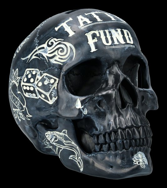 Skull - Tattoo Money Bank - black