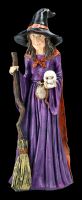 Witch Figurine with Broom and Skull
