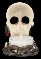 Tealight Holder - Skull with Roses