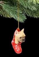 Christmas Tree Decoration Dog - French Bulldog in Stocking