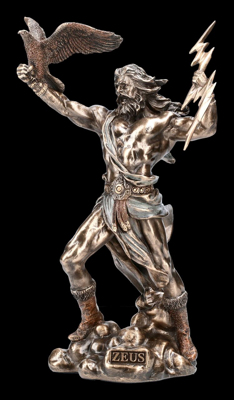 Zeus Figur mit Adler und Blitz