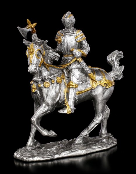 Pewter Knight Figurine on Horse with Axe
