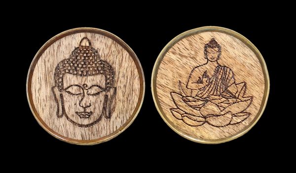 Wooden Furniture Knobs - Buddha Set of 2