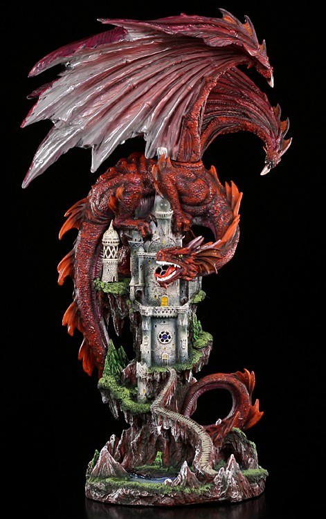 Large Dragon Statue on Castle LED