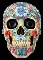 Skull Figurine with Colourful Floral Pattern