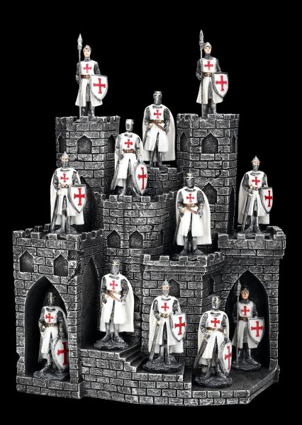 Ritterfiguren 12er Set weiß mit Burg Display
